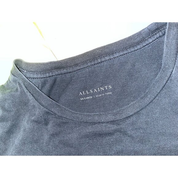AllSaints Black Embroidered Logo Relaxed Fit100% Cotton T-Shirt Men's Size XXL - Picture 6 of 7